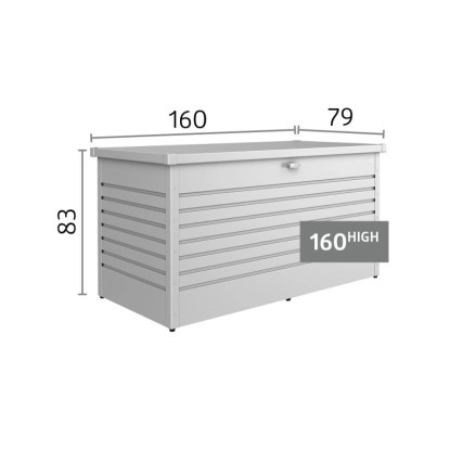 Biohort FreizeitBox 160 High, bronzovo-metalický pozinkovaný oceľový plech, vodotesná, rozmery 160x83x79 cm.