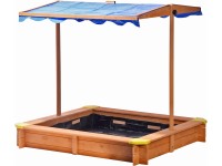 dobar Drevené pieskovisko s nastaviteľnou strechou 112 x 112 x 112 cm