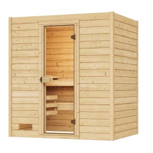 Weka Valida 2 sauna z masívneho dreva so sklenenými dverami, prírodný smrek.