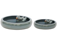 Pítko pre vtáky keramické sivé glazované, 24 x 5,5 cm