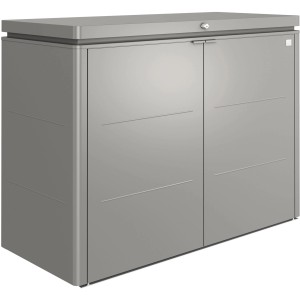 Biohort HighBoard 160 záhradný box v kremennej šedej metalíze, univerzálny box s uzamykateľnými dverami.