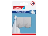 tesa Samolepiace háčiky Permanent L obdĺžnikové, nerezová oceľ, 2 ks
