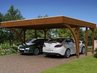 Skan Holz Prístrešok na auto Friesland ALU typ 8, orech, 557 x 555 cm