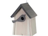 Vtáčia búdka s figúrkou vtáčika FSC® svetlosivá/antracitová