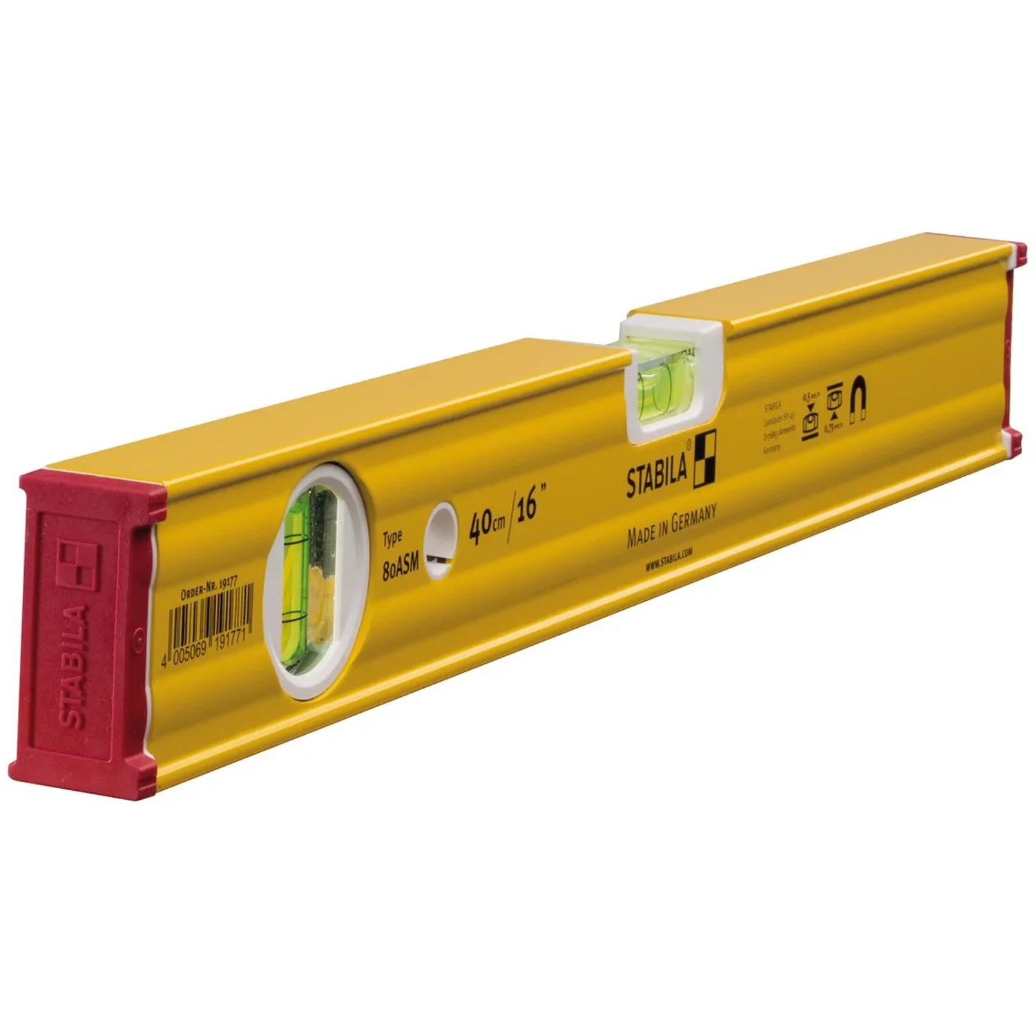 E-shop STABILA Magnetická vodováha, typ 80 ASM, 2x libela, 40 cm