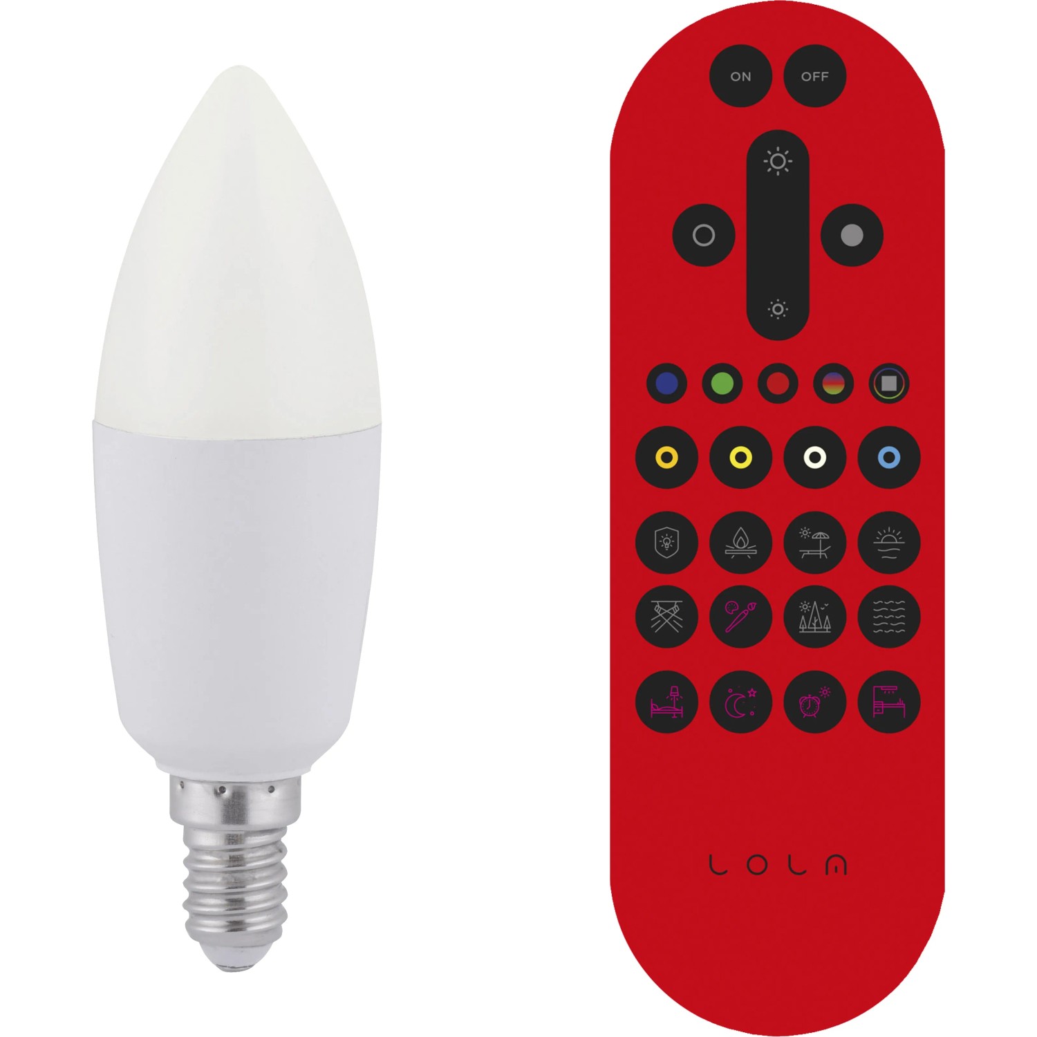 E-shop Just Light. Inteligentná LED žiarovka Lola, E14, B37, RGB+2700-5000K, + ovl.