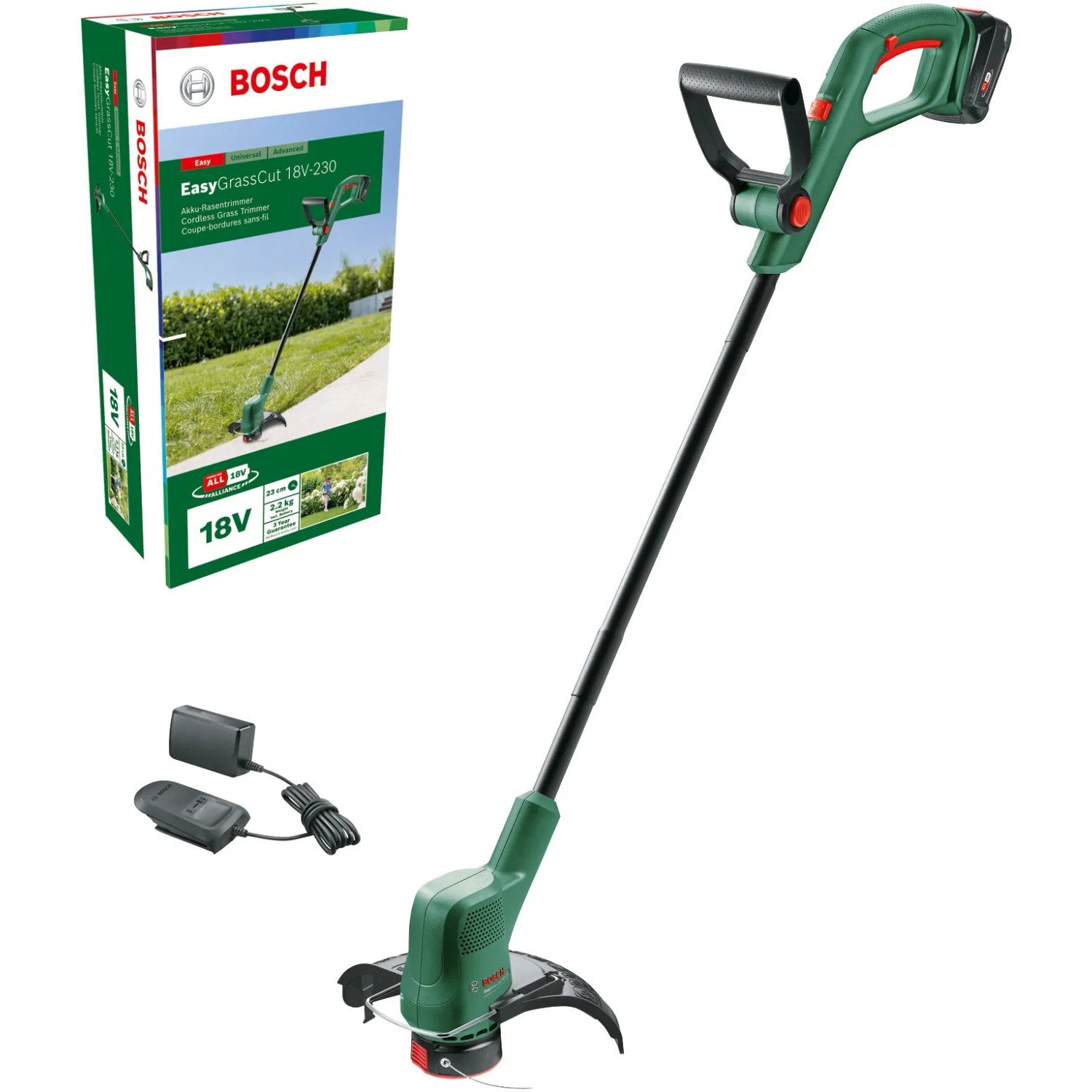 E-shop Bosch Aku strunová kosačka EasyGrassCut 18V-230, aku + nabíjačka