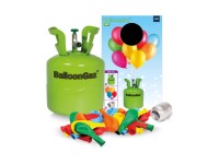 Fľaša hélia BalloonGaz zelená + stuha + 20 ks balkónov