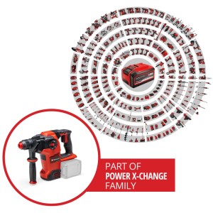 Akumulátorové vŕtacie kladivo Einhell TP-HD 36/30 Li BL +4 Solo s akumulátorom Power X-Change v sade
