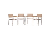 Acamp Stohovateľná záhradná stolička Skye nerezová/týk/piesková 56x57x89 cm, 4ks