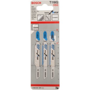 Priamočiare pílové listy Bosch Pro T 118 G Basic for Metal, balenie 3 ks pre tenké plechy.