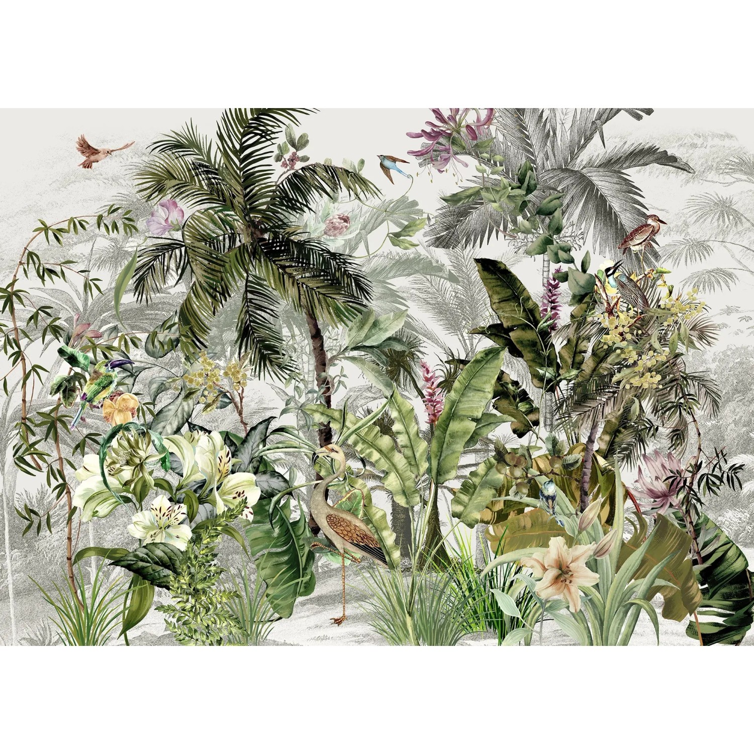 E-shop Komar Vliesová fototapeta Birds in the Jungle 250 x 350 cm