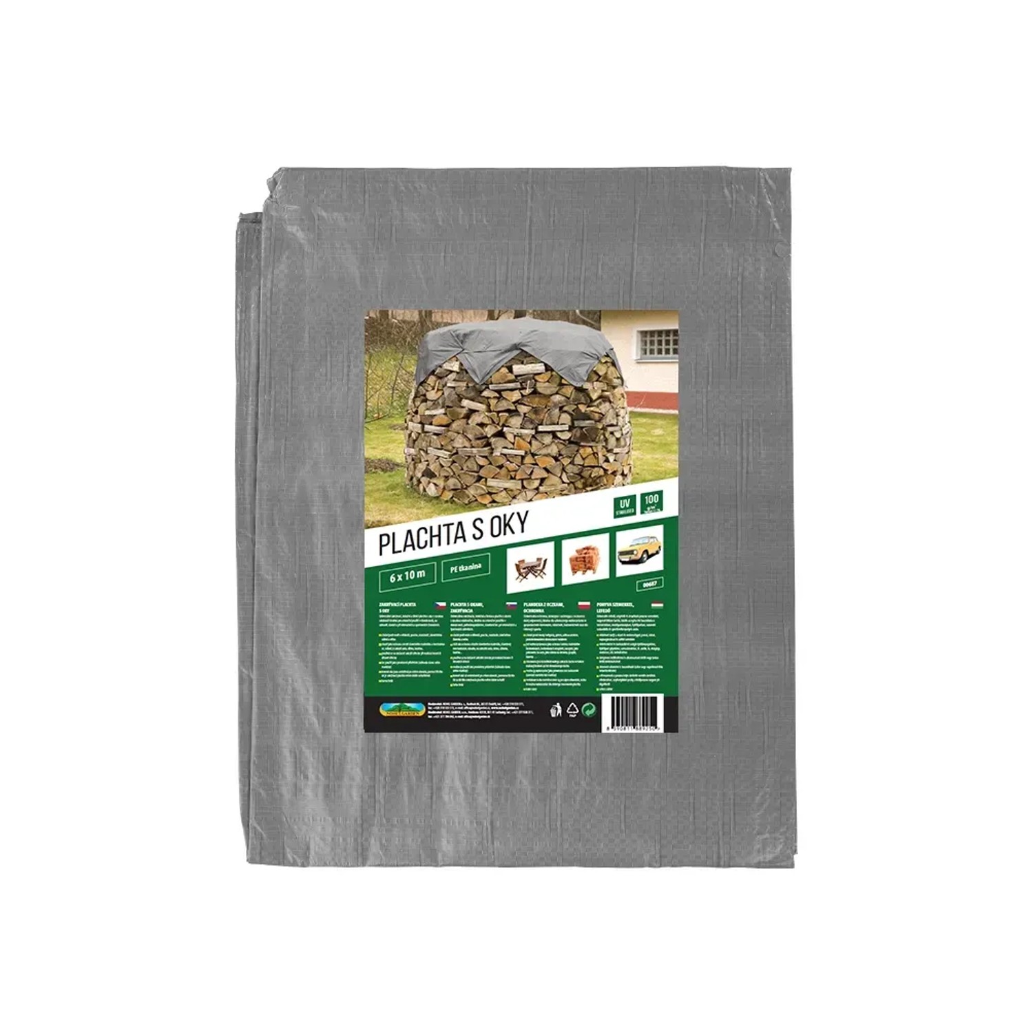 E-shop NOHEL GARDEN Plachta s okami kašírovaná sivá 100 g, 6 x 10 m