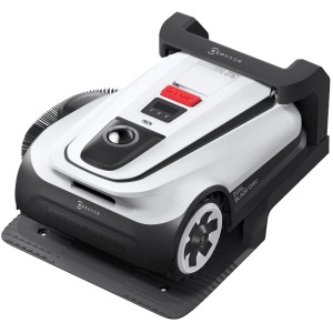 Robotická kosačka Ecovacs Goat A1600, bielo-čierna, s nabíjacou stanicou. Robotická kosačka na trávu s funkciou orezávania okrajov.
