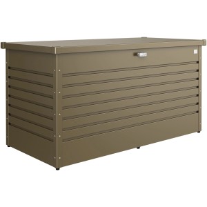 Biohort FreizeitBox 160 v bronzovo-metalickej farbe: Univerzálny box z oceľového plechu s otočnou rukoväťou a cylindrickým zámkom.