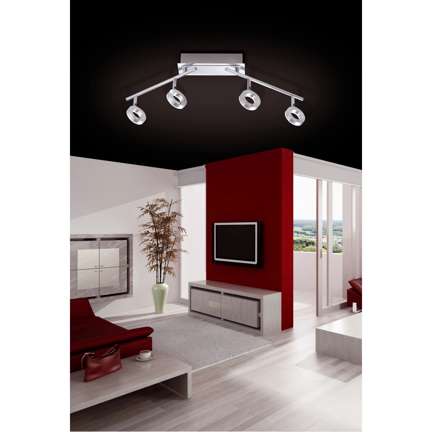 E-shop Paul Neuhaus Stropné LED sviet. Sileda 4bod., 4x24 W, IP44, hliník, 18 x 94 cm