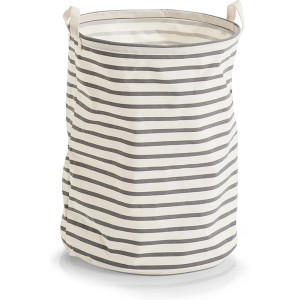 Sivo-biely kôš na bielizeň Stripes od Zeller Present z plátna s uchami, Ø 38 cm.
