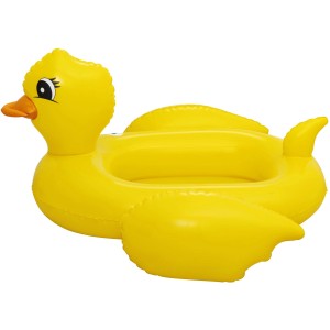 Žltý nafukovací detský čln Bestway v tvare kačice s reproduktorom, 98x95x61 cm, pre zábavu vo vode.