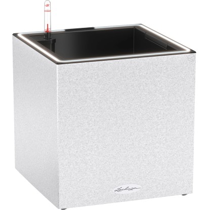 Lechuza Kvetináč Canto Stone 30 Low LED, kremíkovo biela, 30 x 30 x 30 cm