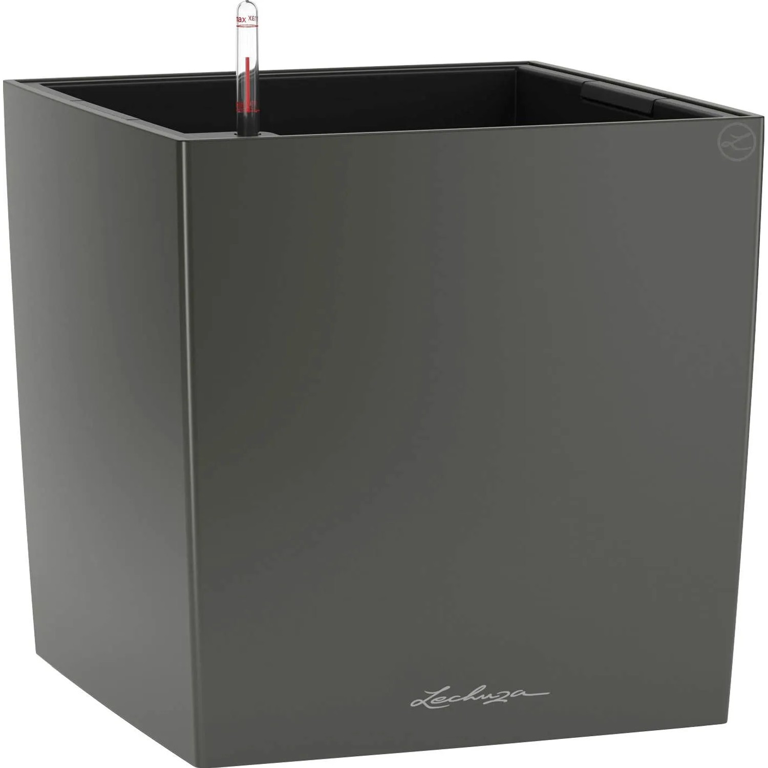 E-shop Lechuza Kvetináč Cube Premium 30, antracitová metalická, 30 x 30 cm