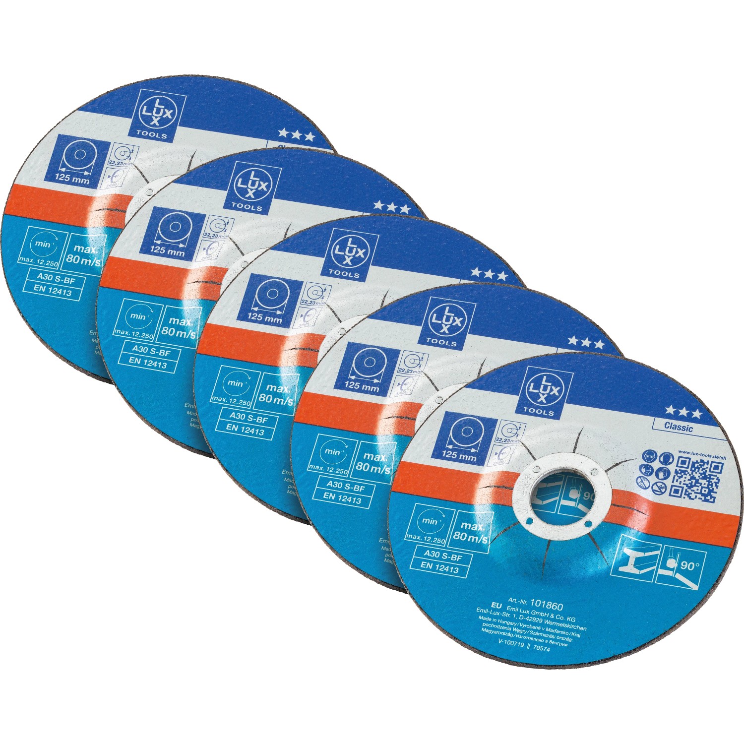 E-shop LUX-TOOLS Rezací kotúč na kov vydutý pr. 125 x 3,0 x 22,23 mm, 5 ks