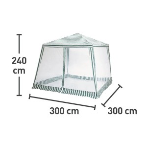 Párty stan/pavilón t.b.t. s rozmermi 300x300x240 cm, zeleno-biele pruhy.