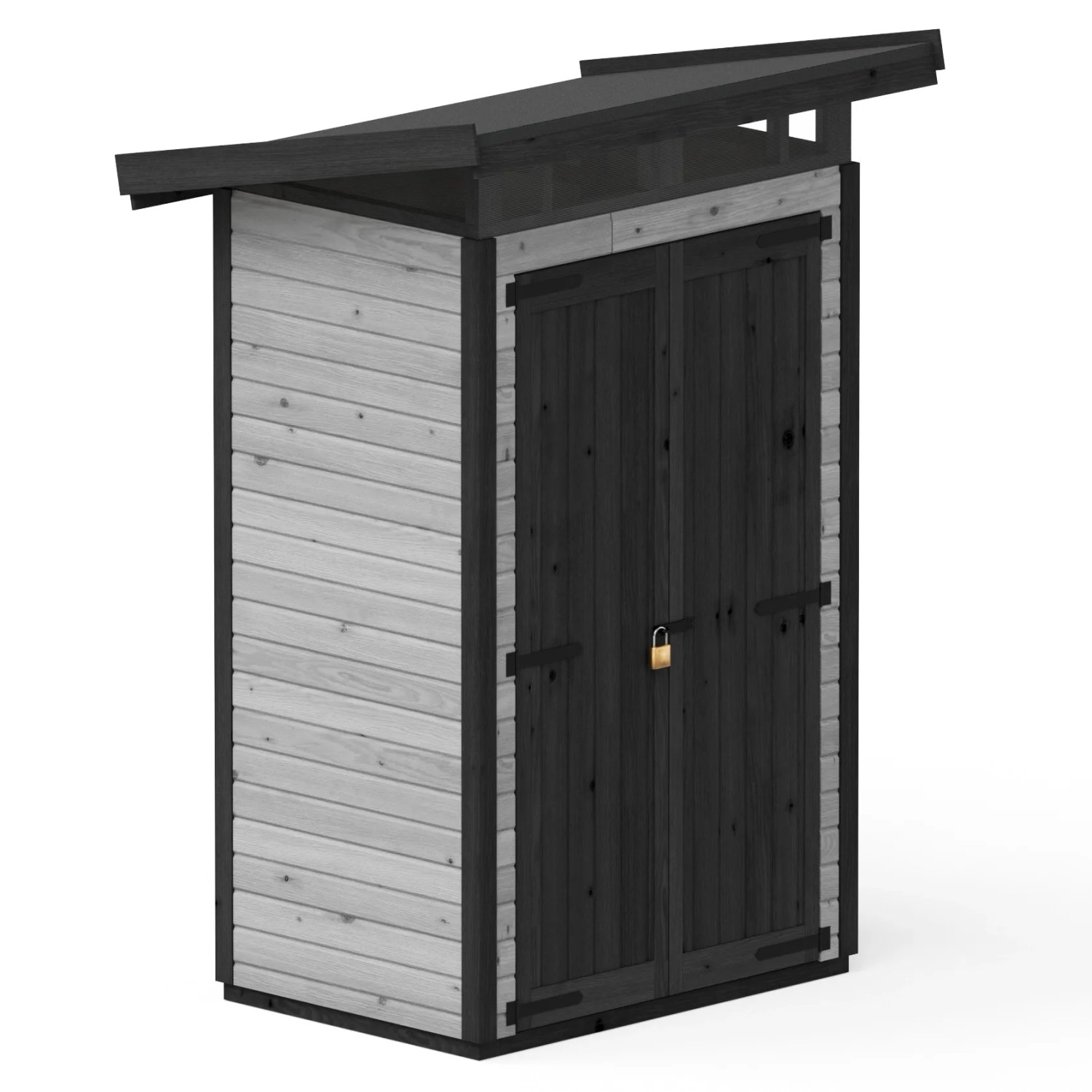 E-shop Upyard Drevený domček na náradie Strongbox S vr. základov sivá 127 x 87 cm