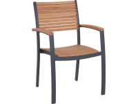 OBI Záhradná stohovalteľná stolička Bonlee hliník/eukalyp.drevo 88 x 59,5 x 58cm