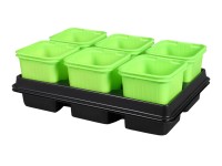 Kvetináč výsadbový + podmiska, zelený, 8 x 8 x 8 cm