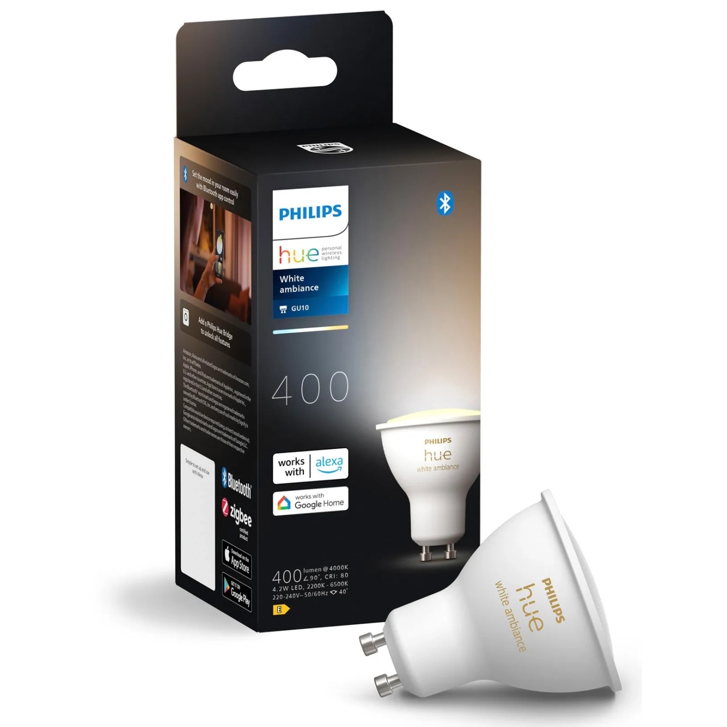 E-shop Philips Hue Smart žiarovka White Ambiance GU10 4,2 W 2200-6500K 400lm