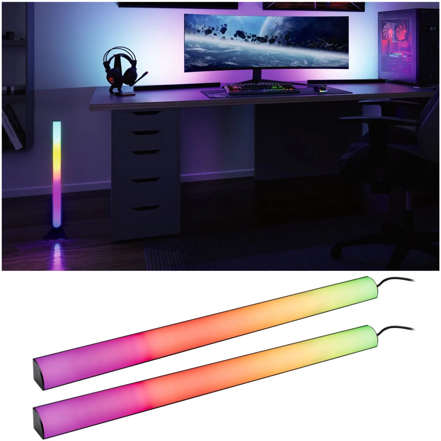 E-shop Paulmann LED stojaca lampa EntertainLED svetelný stĺp, 2 ks, 60 cm
