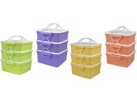 Plastový jedlonosič hranatý 17 x 15 x 20 cm, mix farieb, 2x 1,2 l + 1x 1,4 l