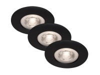 Briloner Vstavané LED svietidlá Kulana sada 3 ks, 4,9 W, 480 lm, 3000 K, čierna
