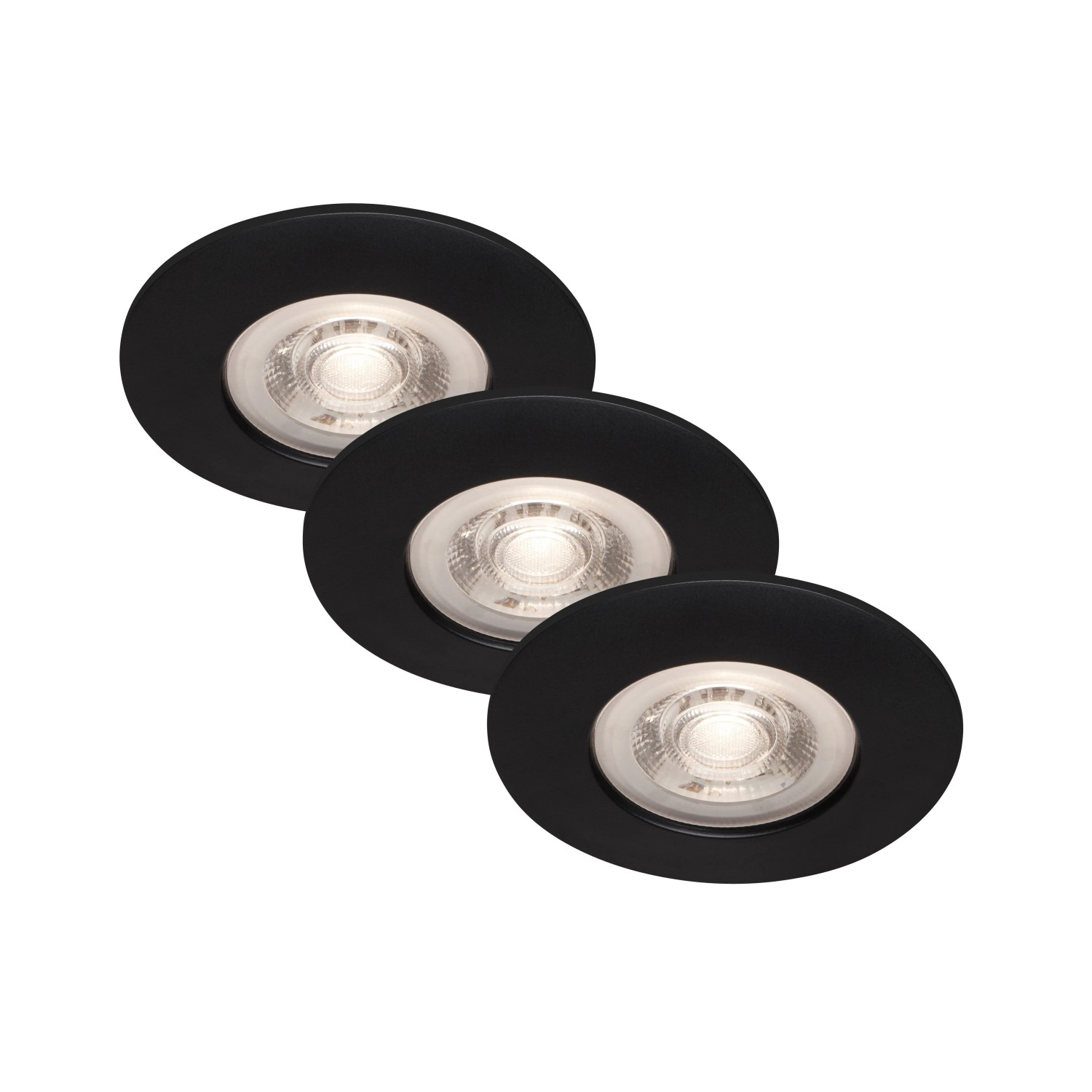 E-shop Briloner Vstavané LED svietidlá Kulana sada 3 ks, 4,9 W, 480 lm, 3000 K, čierna