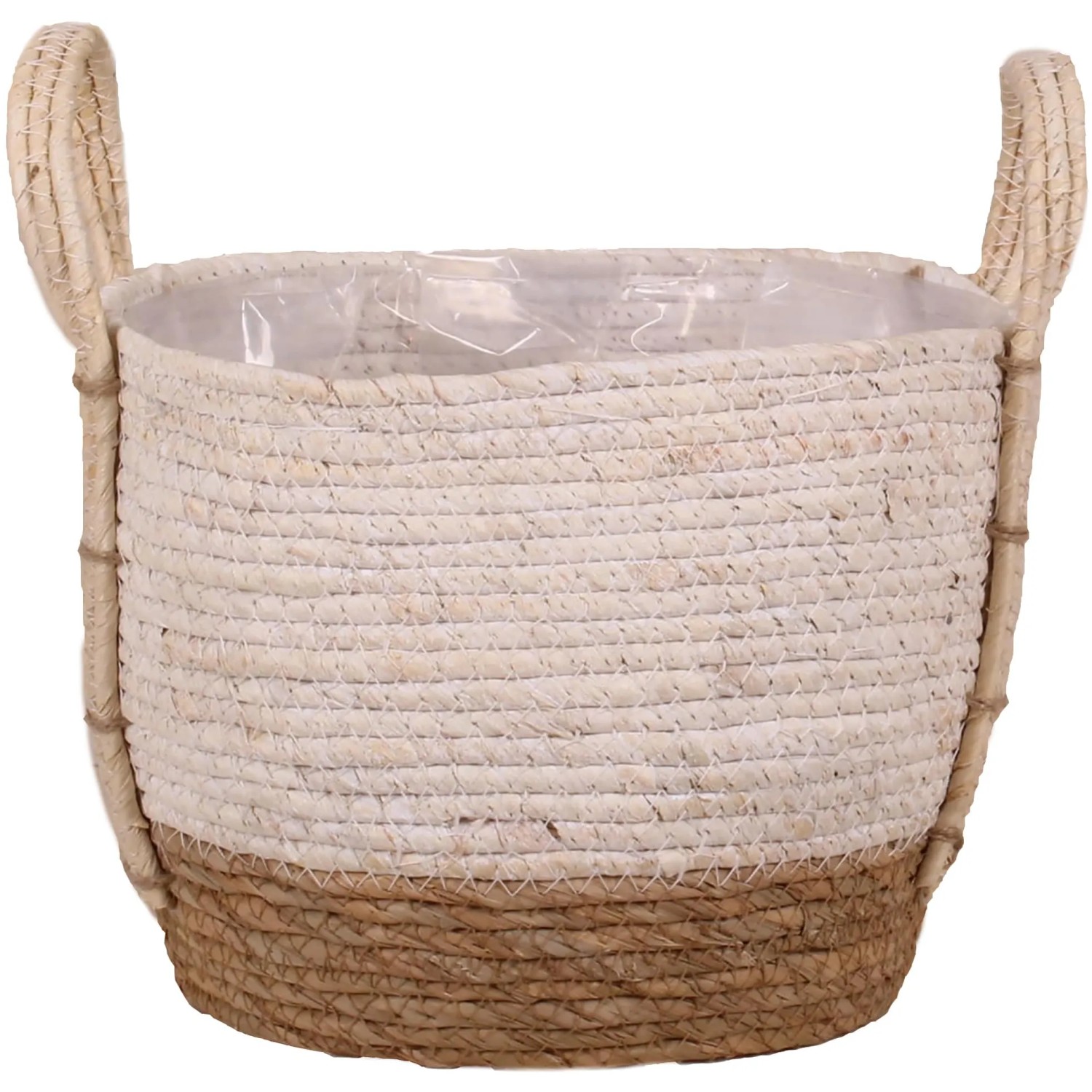 E-shop Košík s ušami zo slamy a morskej trávy biela, pr. 24 x 20 cm
