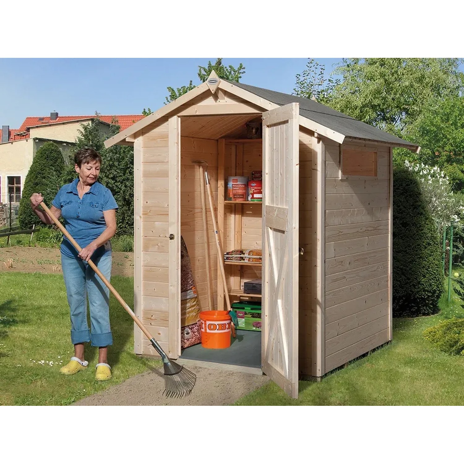 E-shop OBI Drevený záhradný domček Kompakt A, 154 x 150 cm