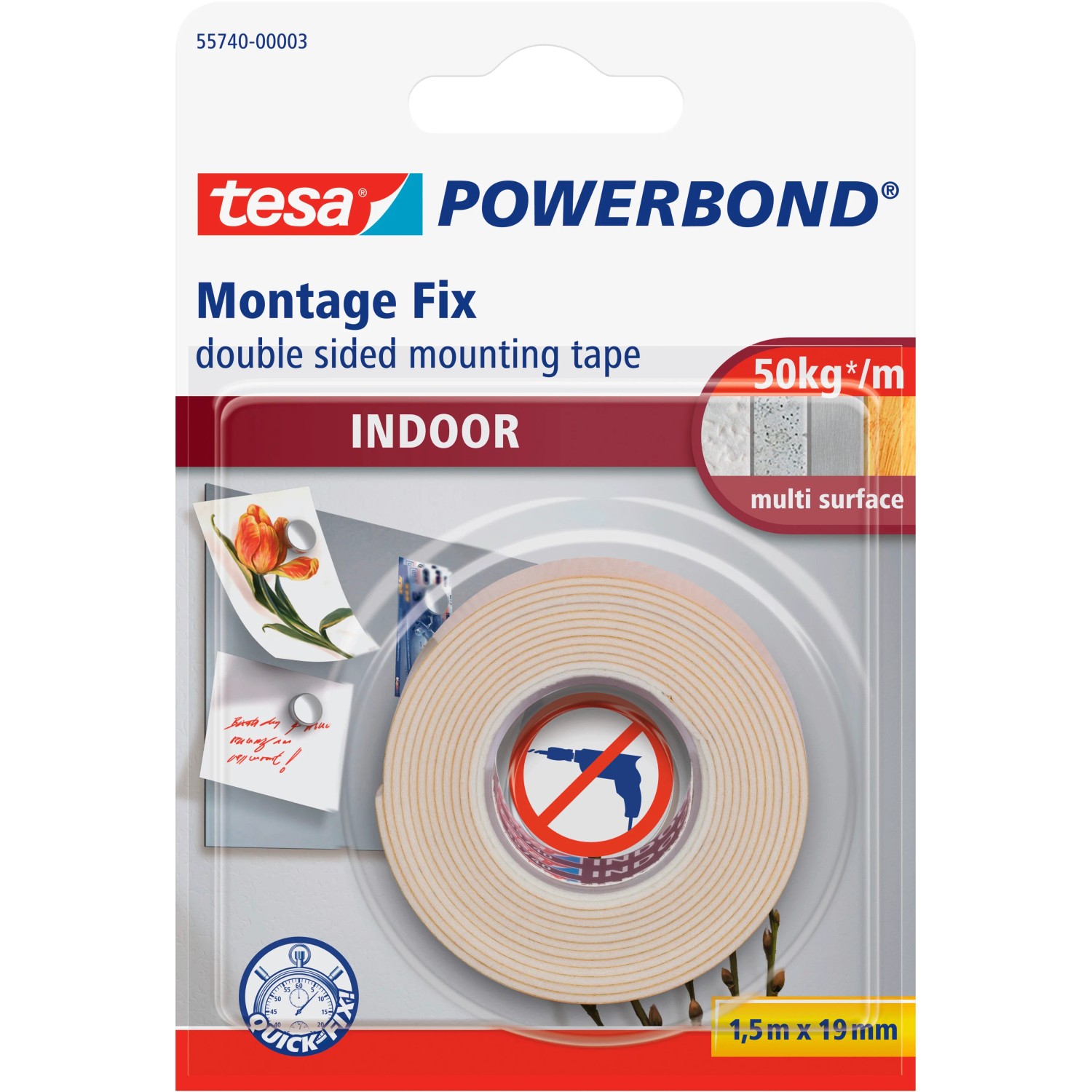 E-shop tesa Obojstranná montážna páska Powerbond INDOOR, biela, 1,5 m x 19 mm