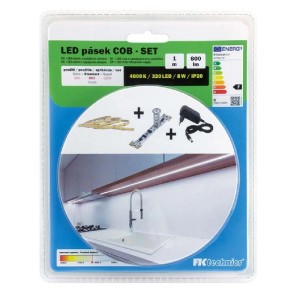 FK Technics SET LED pásik COB s dotykovým spínačom, vr. zdroje, 12W, 4000K, 1 m