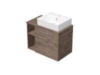 INTEDOOR Kúpeľ.skriňa+umývadlo BEE úchyt chróm, 80cm, regál vľavo dub Wellington