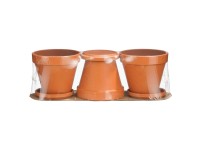 Mica Decorations Súprava terakotových kvetináčov s podmiskou pr. 12,5 x 13,5 cm
