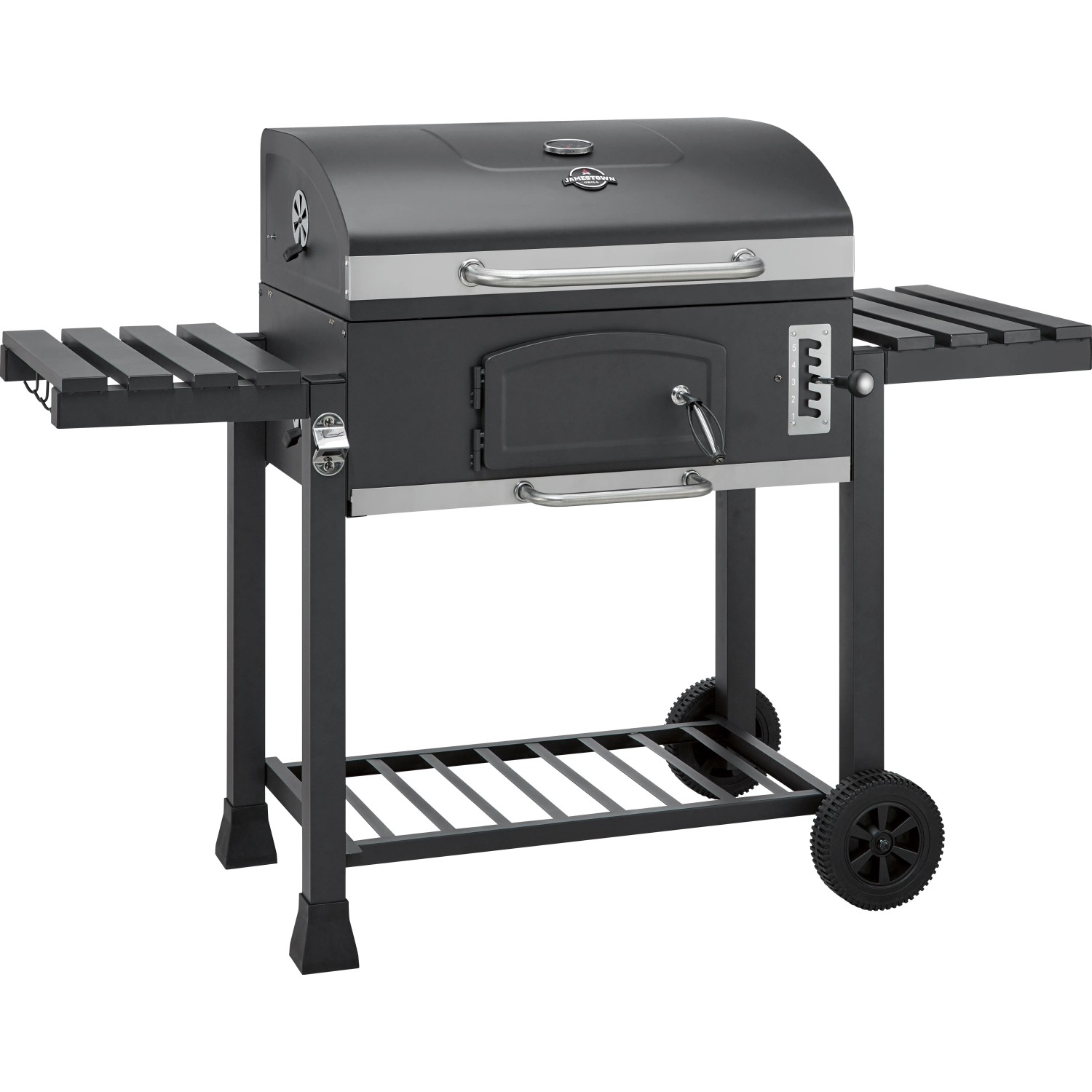 E-shop JAMESTOWN Gril na drevené uhlie JAXON s modulárnym roštom, 113 x 63 x 153 cm