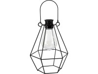 Kovová solárna LED lampáš, IP44, čierna, 11,9 x 8,6 x 17 cm