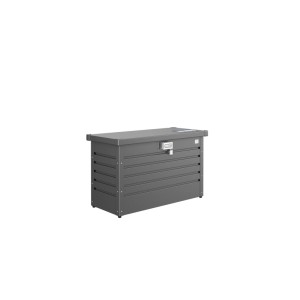 Tmavosivý kovový Biohort Balíkový box 100, 101 cm široký, so zámkom pre bezpečné doručenie.