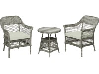 Zostava záhradného nábytku Rosetown, polyratan, sivá, 3-dielna
