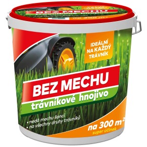 Vedro trávnikového hnojiva s prípravkom na ničenie machu. Ideálne pre každý trávnik, až na 300 m².