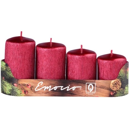 Emocio Sviečka stupeň drápaná 4 ks, 50 mm, červená
