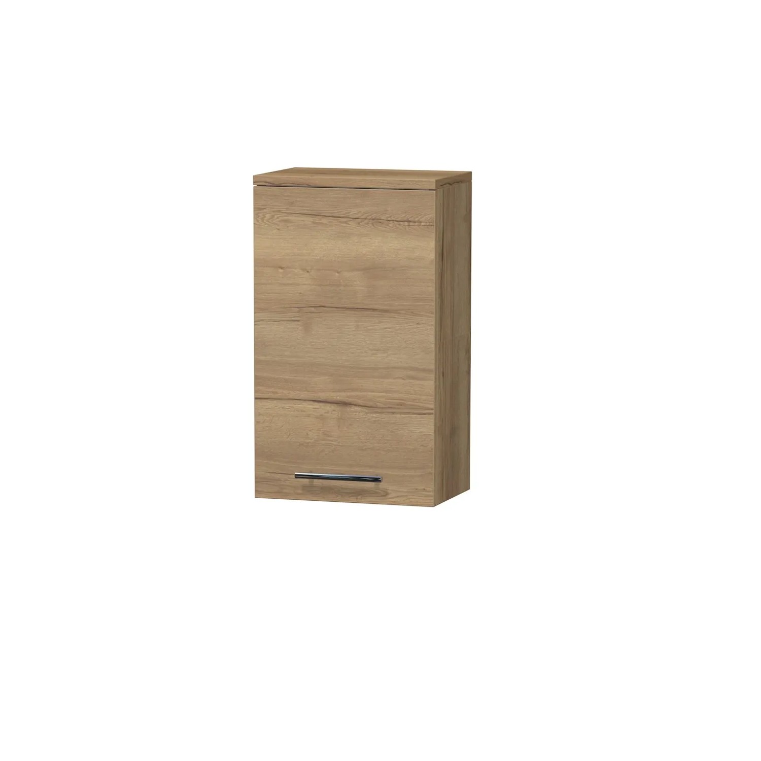 E-shop INTEDOOR Horná závesná skriňa BEE ľavá, úchyt chróm, š. 35 cm, dub Halifax