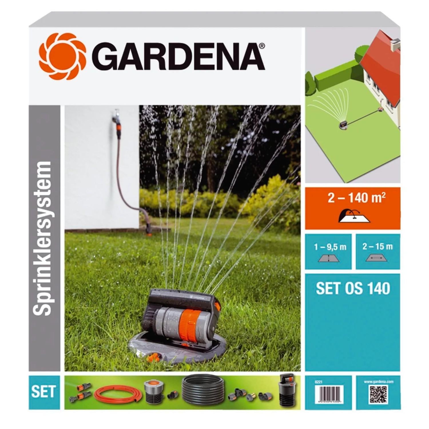 E-shop GARDENA Kompletná súprava so štvorhranným zápustným zavlažovačom OS 140
