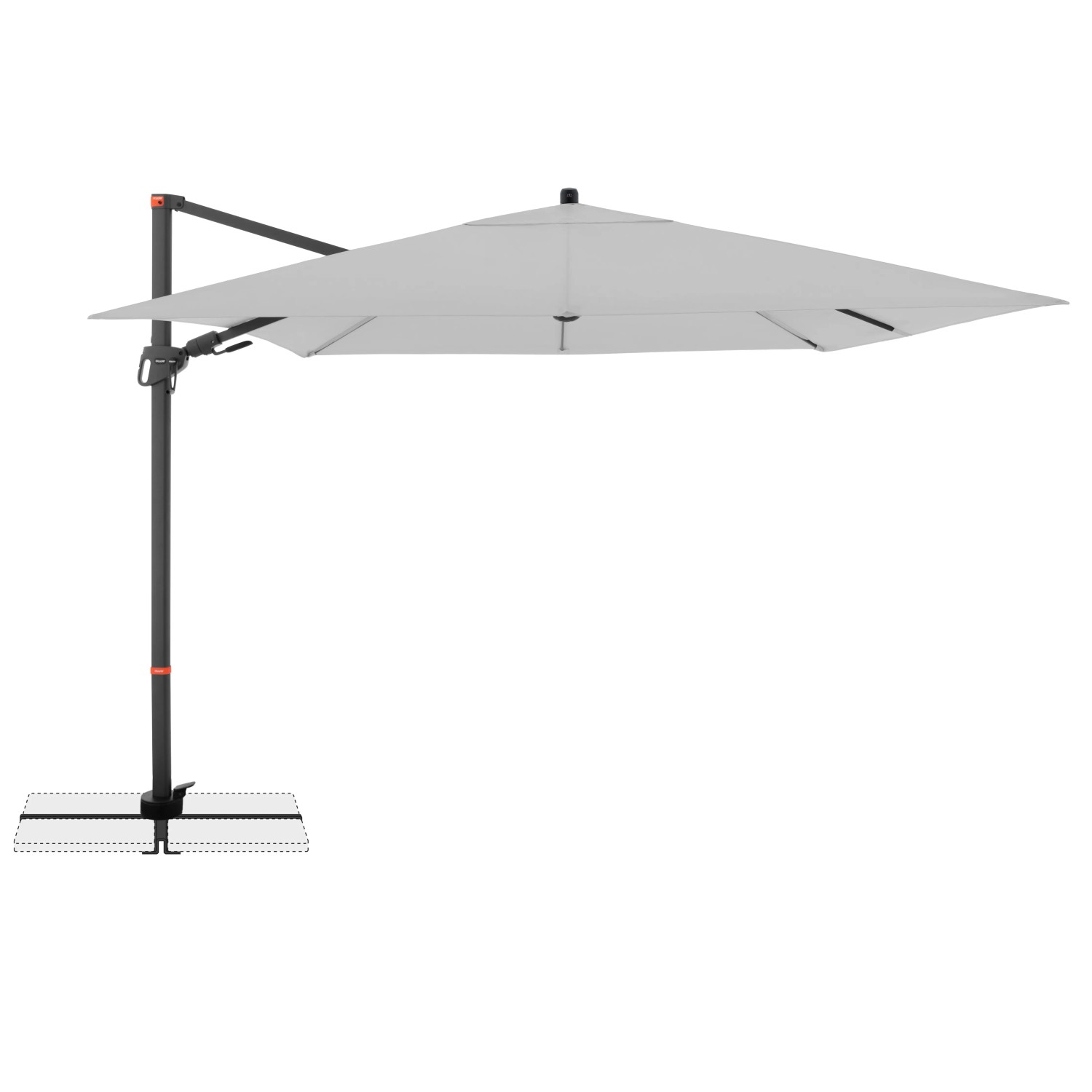 E-shop Doppler Výkyvný závesný slnečník MyZone svetlo sivý 280 x 280 cm