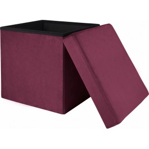 Magenta taburetka: Skladacia taburetka Dark Wonder s úložným priestorom, 38x38x38 cm.